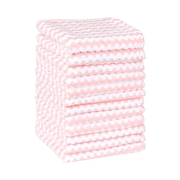 12 Pack Absorbent Reusable and Washable Clean Cloth 12" x 12" Pink - Picture 1 of 6